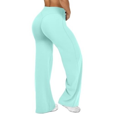 Women Straight Leggings Bottoms High Waist Gym Workout Casual Wide Leg Pants US