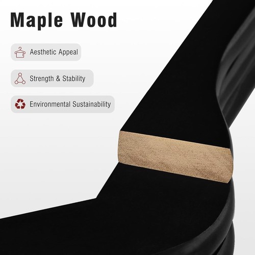Solid Wooden Suit Hangers Black 10Pack Heavy Duty Coat Hangers with Non-Slip Bar - Picture 5 of 11