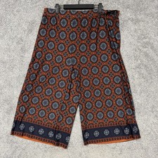 Notations Capri Pants 2X Plus 37x21 Orange Blue Medallion Culottes Boho USA Made