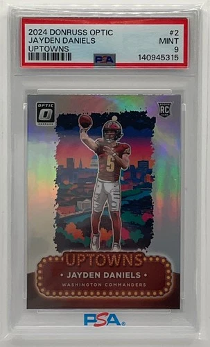 2024 Panini Donruss Optic Jayden Daniels Uptowns Commanders PSA 9