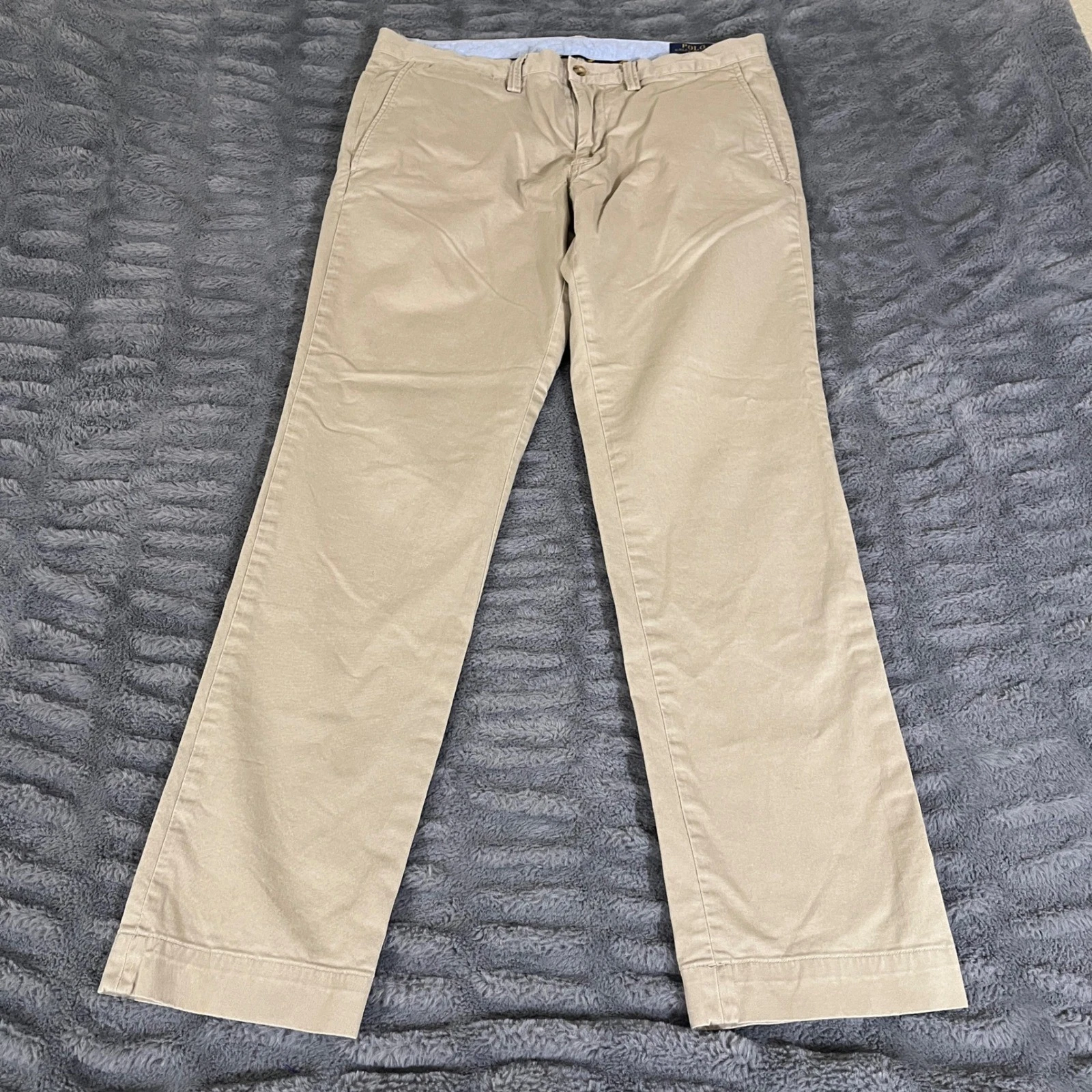 Polo Ralph Lauren Slim Stretch Chino Pants Mens 33/32 Khaki Tan Left Hand Twill