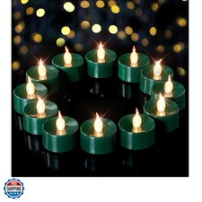Green LED Candles, 12 Pack Tea Lights Candles Battery Operated, Flameless Tea...