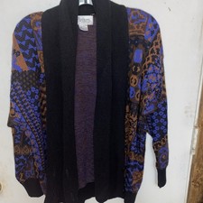 Partners By Mervyns Vtg 90 s Geometric 2 Button Cardigan Knit Sweater Size 8