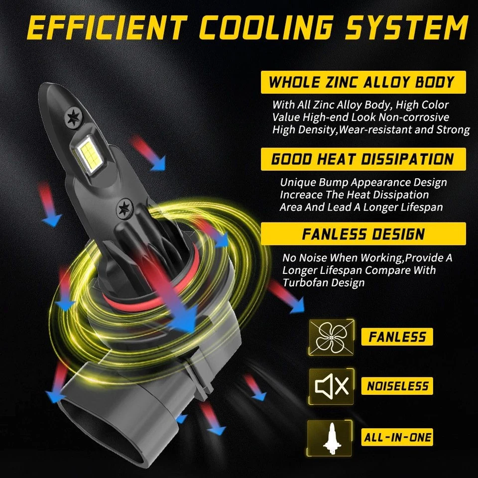 For GMC C3500HD 1991 1993-2001 2002 6000K LED Headlights&Fog Light Bulbs Kit A+ - Image 4 of 4