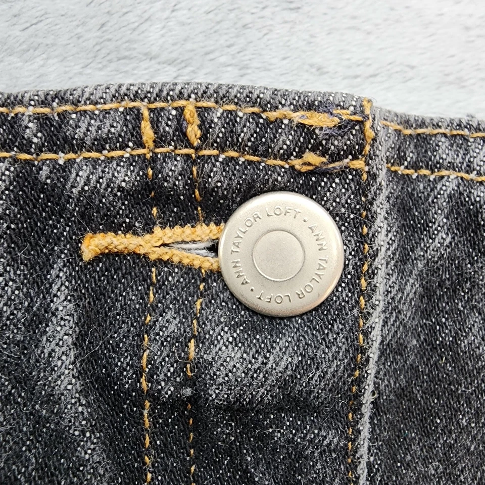 Vintage Ann Taylor LOFT Skirt Women 14 Faded Black Denim Pencil Back Slit Preppy - Image 2 of 4