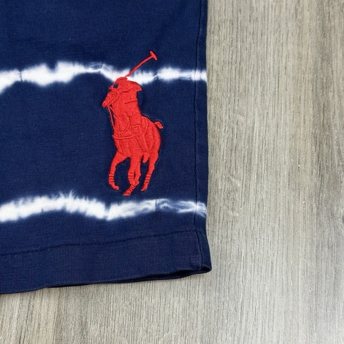 Polo Ralph Lauren Shorts Boys M (10-12) Big Pony Tie Dye Fleece Terry Blue - Picture 2 of 7