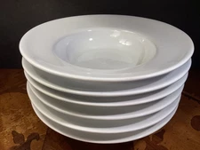 6 Over and Back Indoor Outfitters PASTA SOUP SALAD BOWLS White Rimmed 11”
