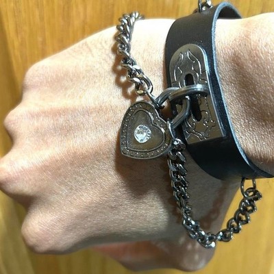 1 Pc Punk heart faux leather chain bracelet gothic grunge emo boho tribal y2k