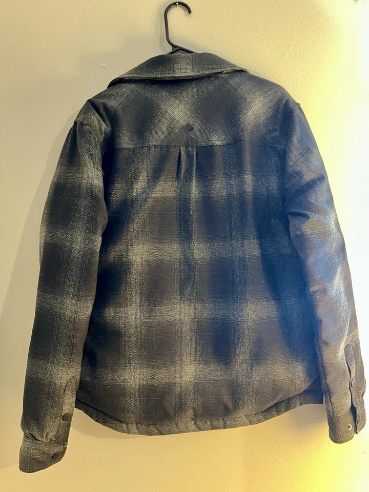 Chaqueta PrAna Para Hombres Gris Medio A Cuadros Showdown Aislada Abrigo a Presión Chaqueta Foto 4 de 4