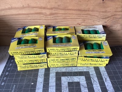 Lot of 24 Damar 4 Packs of C9 1/4 Christmas Lamps XMAS Tree Lights Green Bulbs