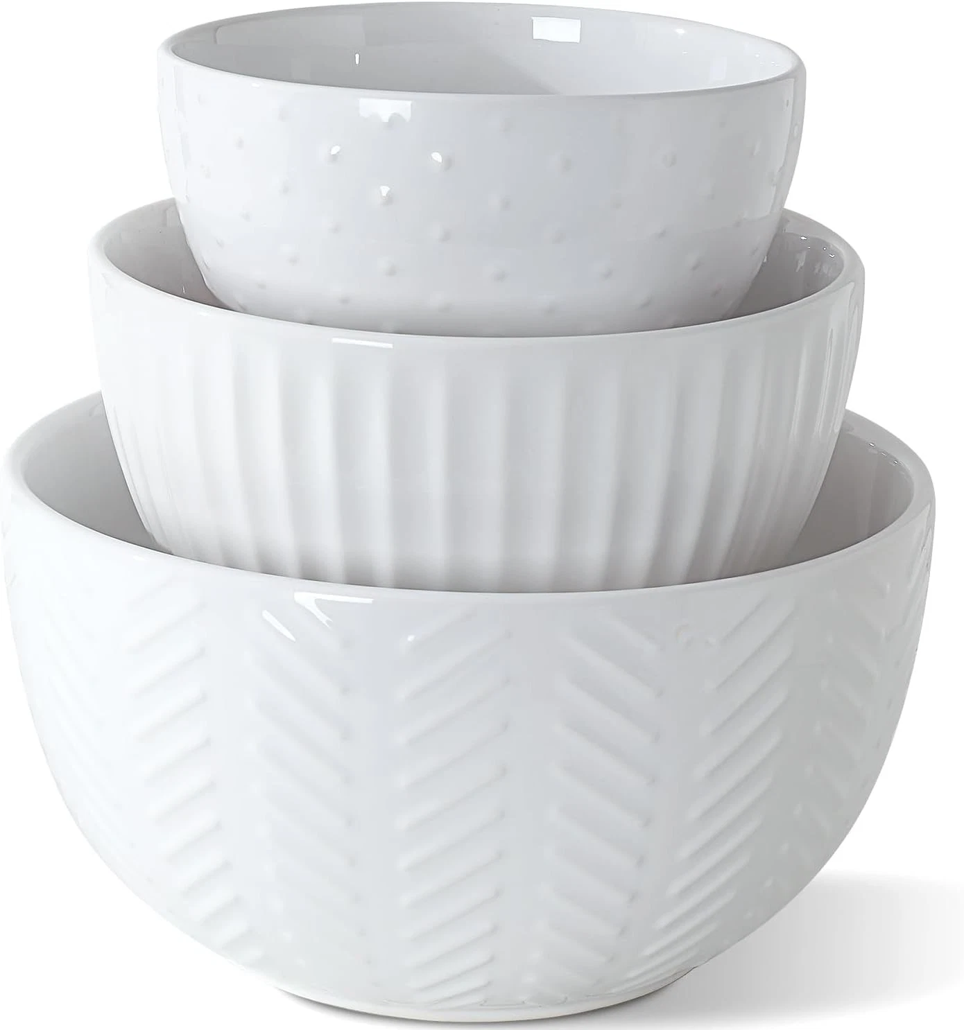 Ceramic Mixing Bowls Set Nesting Bowls Set For Kitchen,Large 5/3/1.5 Quart Bowl