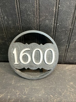 Vintage Number 1600 PENNSYLVANIA AVE Metal Sign Address Row 6in  Marker