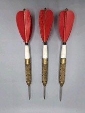 Vintage Red Feather Accudart Set Of Darts With Clear Case