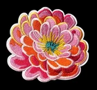 IRON ON PATCH APPLIQUE - Pink Flower 3+5/8 x 3+1/4 inch
