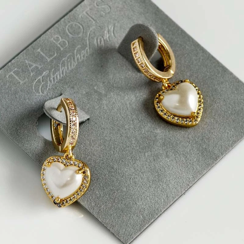 Pendientes tipo argolla Talbots circonita cúbica corazón Huggie elegantes mujeres fiesta vacaciones joyería Foto 2 de 4