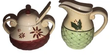 Russ Christmas Traditions Holly Berries Creamer and Sugar Bowl Set Dainty Fun
