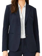 ANN TAYLOR NAVY BLUE PETITE LONG TWO BUTTON SEASONLESS STRETCH BLAZER JACKET 0P