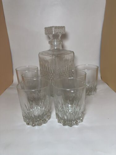 Luminarc Paris Whisky Set 7 Piece Decanter & 6 Tumblers Verrerie Crystal - Picture 3 of 15