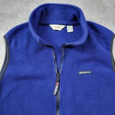 Eddie Bauer Vest Mens Large Blue Fleece Soft Full Zip Polartec