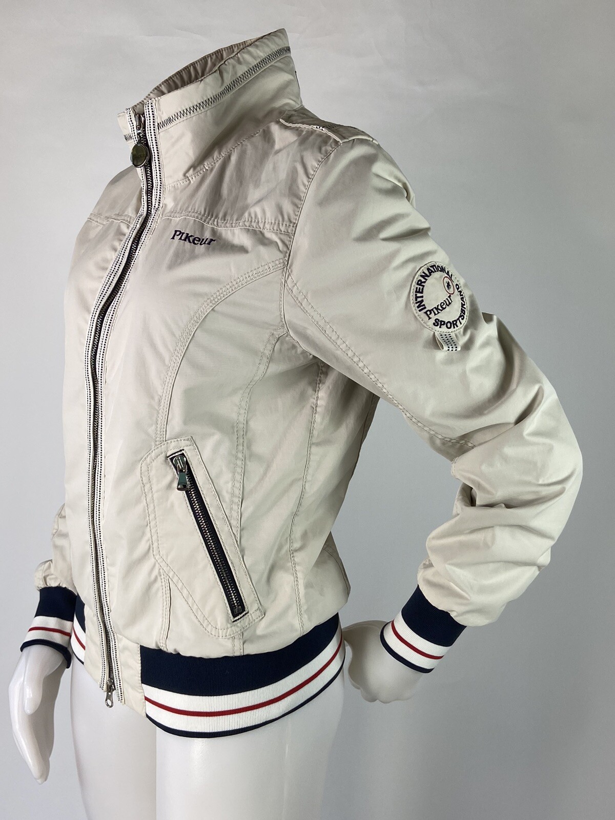 Pikeur International Size 10 Laurina Sports Brand Beige Full Zip Jacket