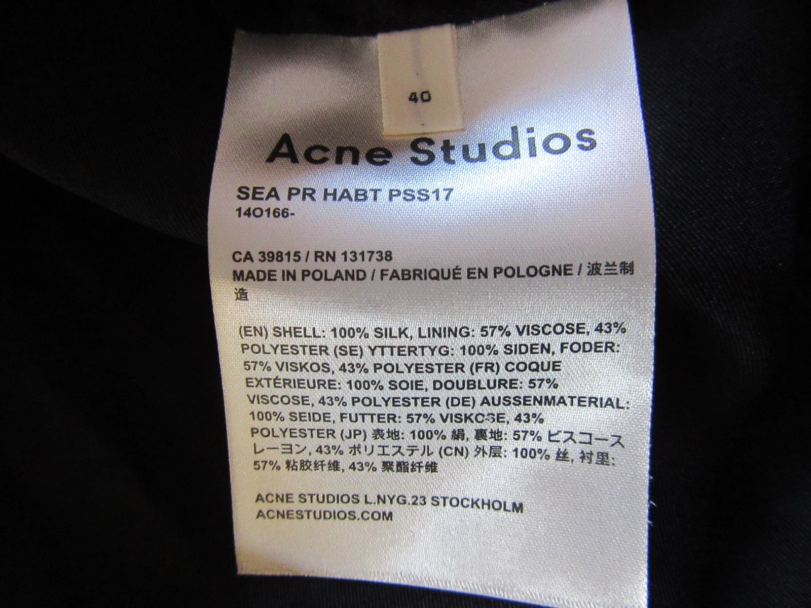 Abito nero con cinturini Acne Studios nuovo con etichette con stampa rosa arancione taglia 40 10 US