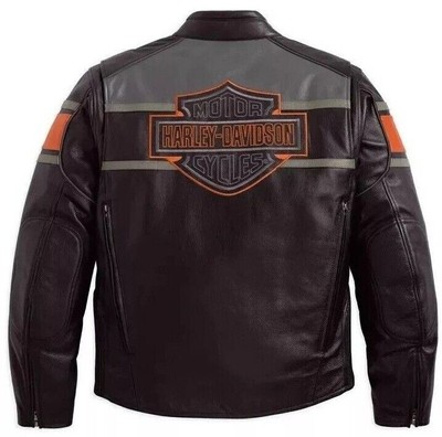 Harley Davidson Men's Motorcycles Racer Rider Jacket Real Cowhide Leather Jacket