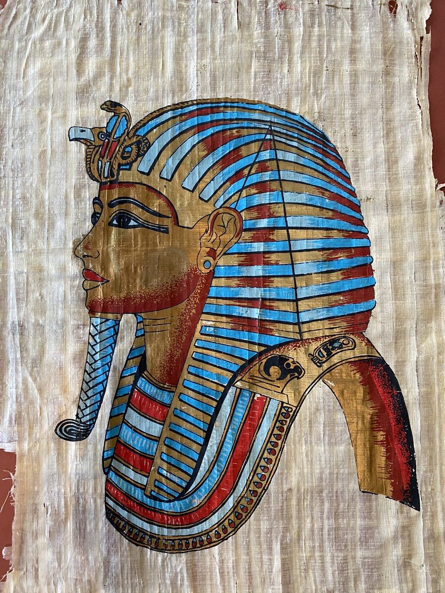 Vintage 1970's Egyptian Papyrus Painting Framed Art Egypt Vintage 1970's Egyptian Papyrus Painting Framed Art Egypt