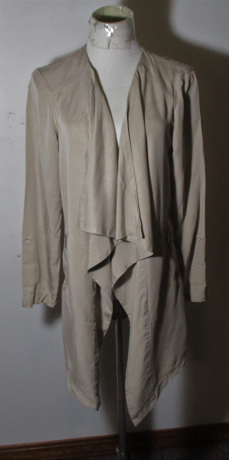 Women's EILANE ROSE Taupe Tan 100% Tencel Tunic Wrap Jacket Size M