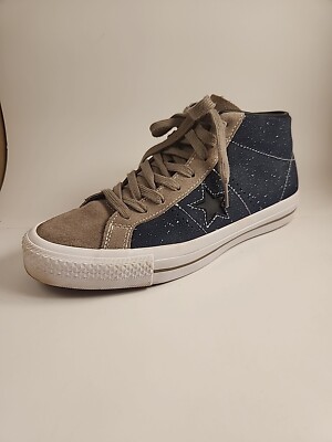 3632 Converse Unisex One Star Pro Mid Sneakers Beige/Blue Size 7 Mens 9 Womens
