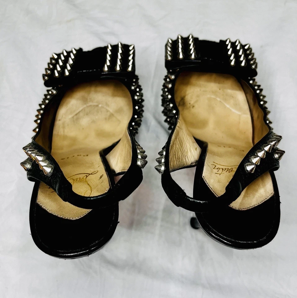 Zapatos de salón Christian Louboutin Lady Peep Toe Spike con lazo negros talla 37 EU Foto 2 de 4