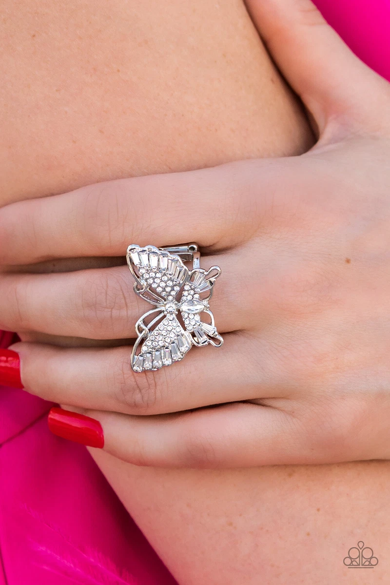 Paparazzi Fearless Flutter White Ring Life of the Party