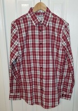 EUC Express Red Plaid Extra Slim Fit Button Up Long Sleeve Shirt Men's Size M