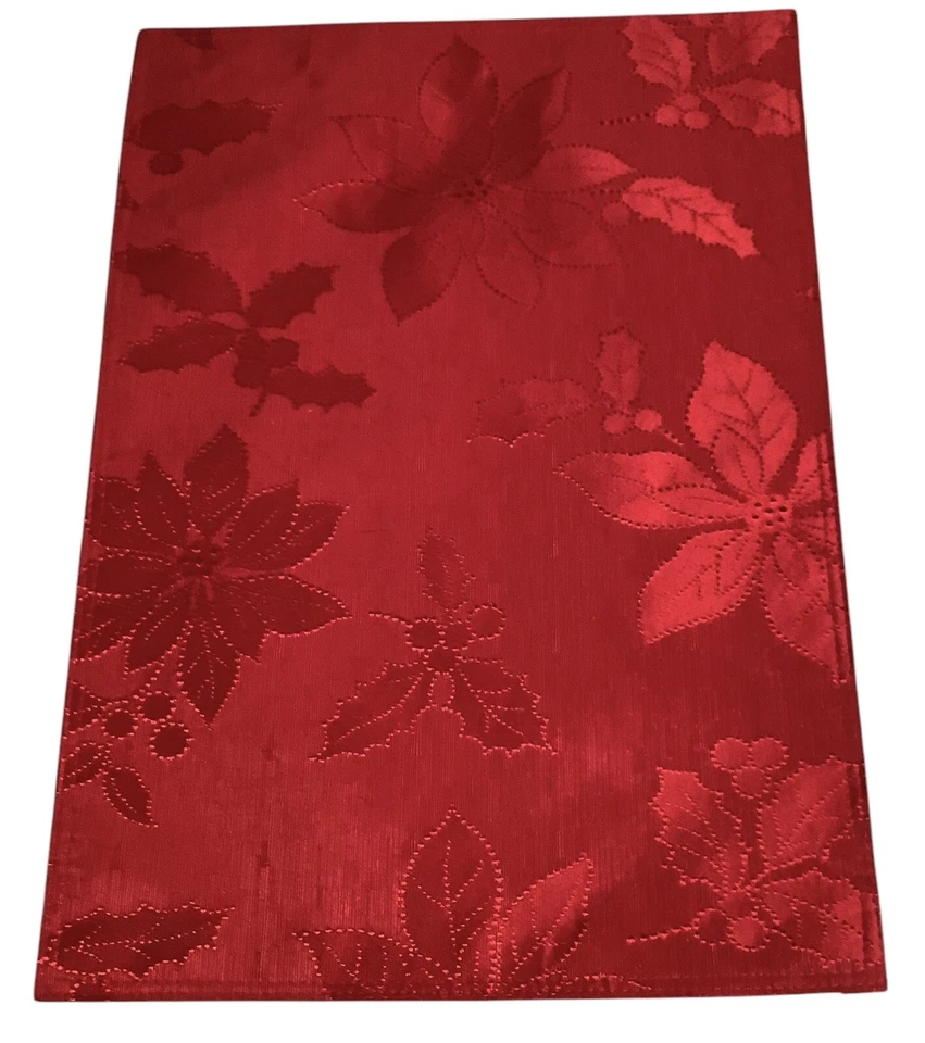 Benson Mills Christmas Red Fabric Placemats Poinsettia And Holly Set Of 2 New - Image 2 of 4