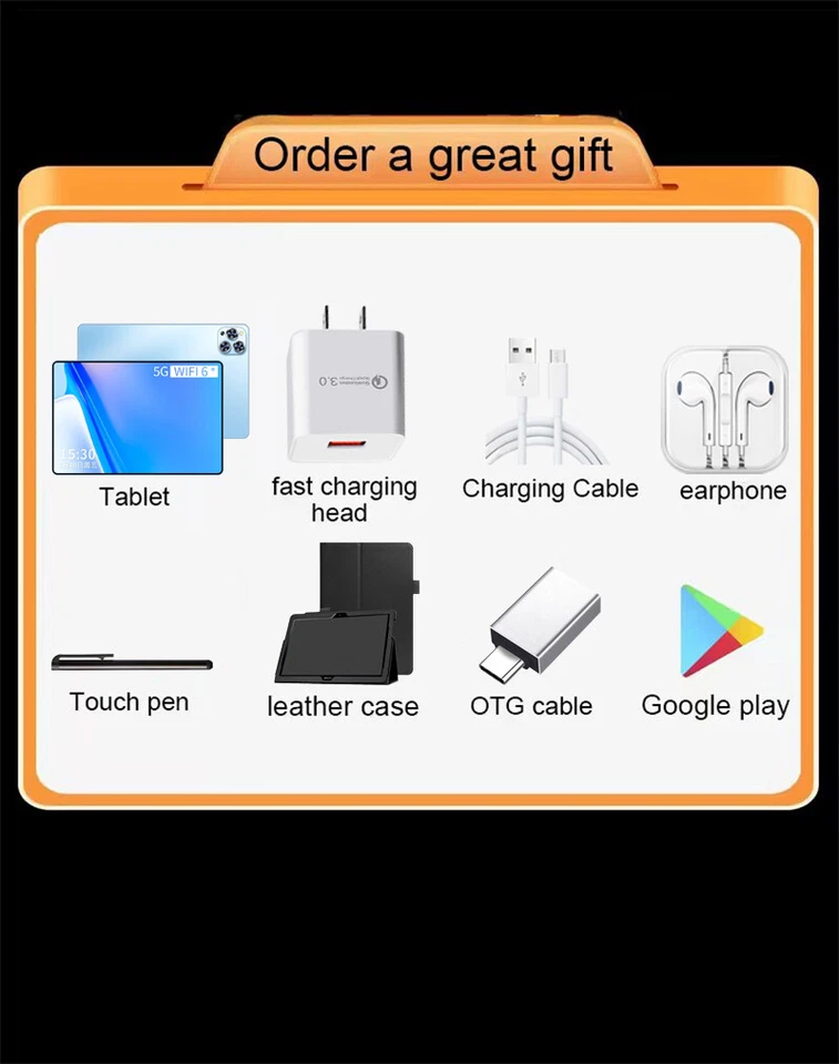 Android12 Tablet PC 10.1Inch 8G+256GB ROM Dual SIM Camera GPS 4G+5GWiFi Unlocked - Image 3 of 4