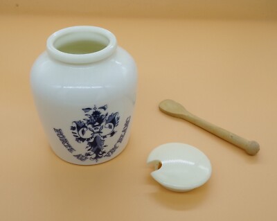 Vintage MOUTARDE DE DIJON Fine Grey Poupon Au Vin Blanc Milk Glass Bottle w/ Lid