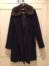 Black Long Tall Sally Long Coat With Fur 12