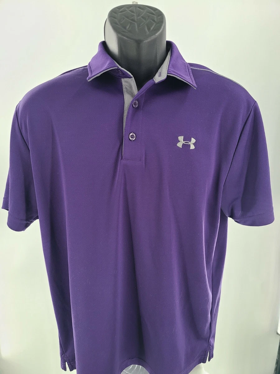 UNDER ARMOUR POLO MENS GOLF PURPLE SHORT SLEEVE HEATGEAR SHIRT