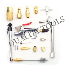 18 PC Air Tool Pneumatic Accessory Kit Blow Gun Nozzle Needle Wrench Gauge Chuck