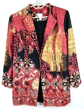 CHICO'S Women's 95% Polyester Outerwear Jacket Stretch Notched Collar Size 2 M L