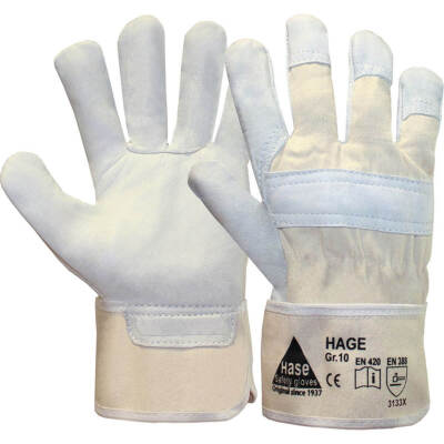 290900 Hase 12 Paar HAGE Narbenleder  Arbeitshandschuh Waldarbeit Bau Gr 8-12