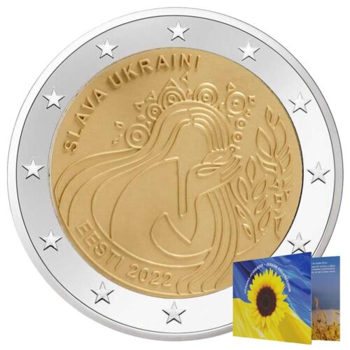 Estland 2 Euro Slava Ukraini 2022 - in Blisterkarte - Stempelglanz - Bild 1 von 4