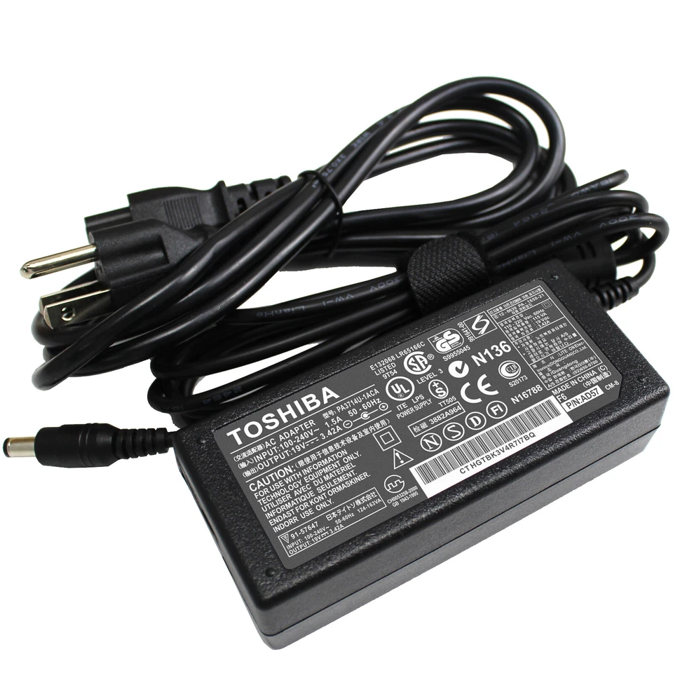 Genuine Brand AC Adapter Charger for Toshiba Laptop with Power Cord 19V 3.42A65W - Image 3 of 4