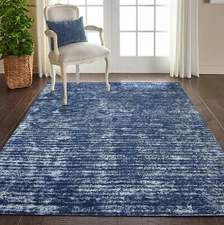 loomBloom Hand Woven Louise Stone Wash Navy Ombre Shag Area Rug