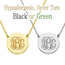 Personalized Monogram Initial Name Necklace 1" Circle Pendant Custom Engraved