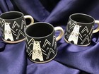 3 ARWEN POTTERY BLACK BEAR mugs NORDIC STYLE etched NEVER USED! new! EXCELLENT! — photo 8