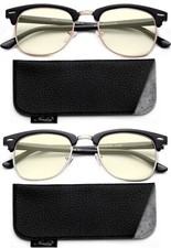 Blue Light Blocking PC Glasses, Reduce Eyestrain, Vintage Oval Retro Half Rim