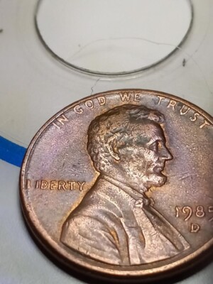 Ungraded Error 1985-D Lincoln Penny Error Missing Letters. see word Liberty