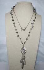 Silpada Sterling Silver Feldspar, Amethyst, Pearl & Shell Charm Necklace N2103