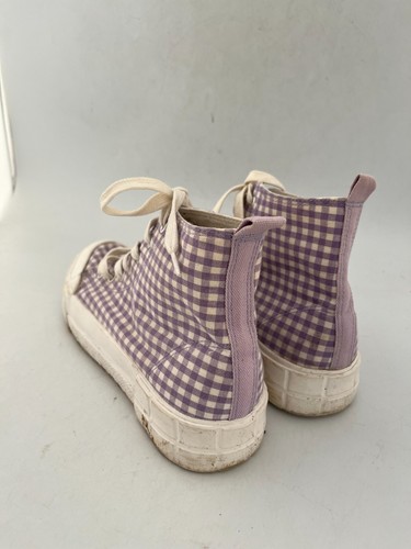 Primark Womens Violet White Check Laced Sneakers Size UK 8 #JG - Picture 4 of 7