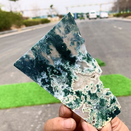 94G Fetta di Agata Muschio Naturale Cristallo Quarzo Minerale Decorare Energia Guarigione - Foto 3 di 23